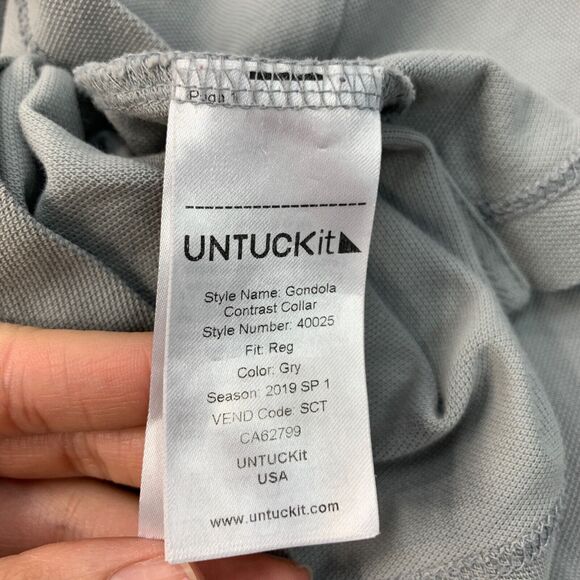 Untuckit Polo Shirt Mens L Large Gray Gondola Regular Fit Pima Short Sleeve Golf - Picture 8 of 11